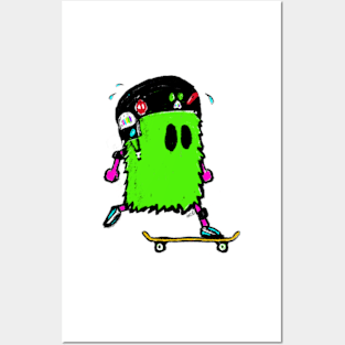 Bert The Monster, Keep on pushing - Monster Skateboarder, Skateboarding, skateboard Posters and Art